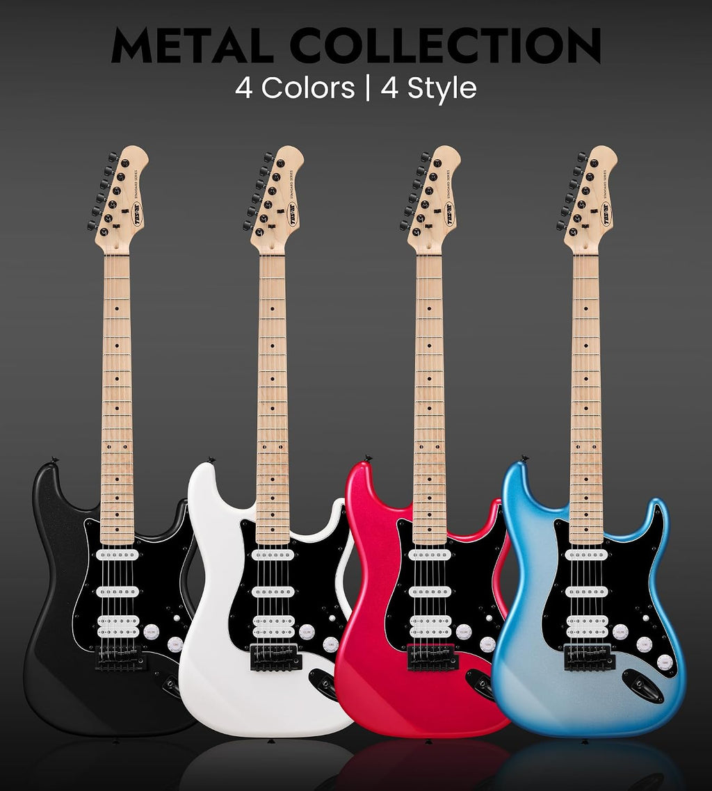 Tostar Electric Guitar 39' Kit for Beginners 6 String Bundle with Amp HSS Pickup with Gig Bag,Capo,Tremolo, Strap, Picks Black Electric Guitars Full Size for Gifts