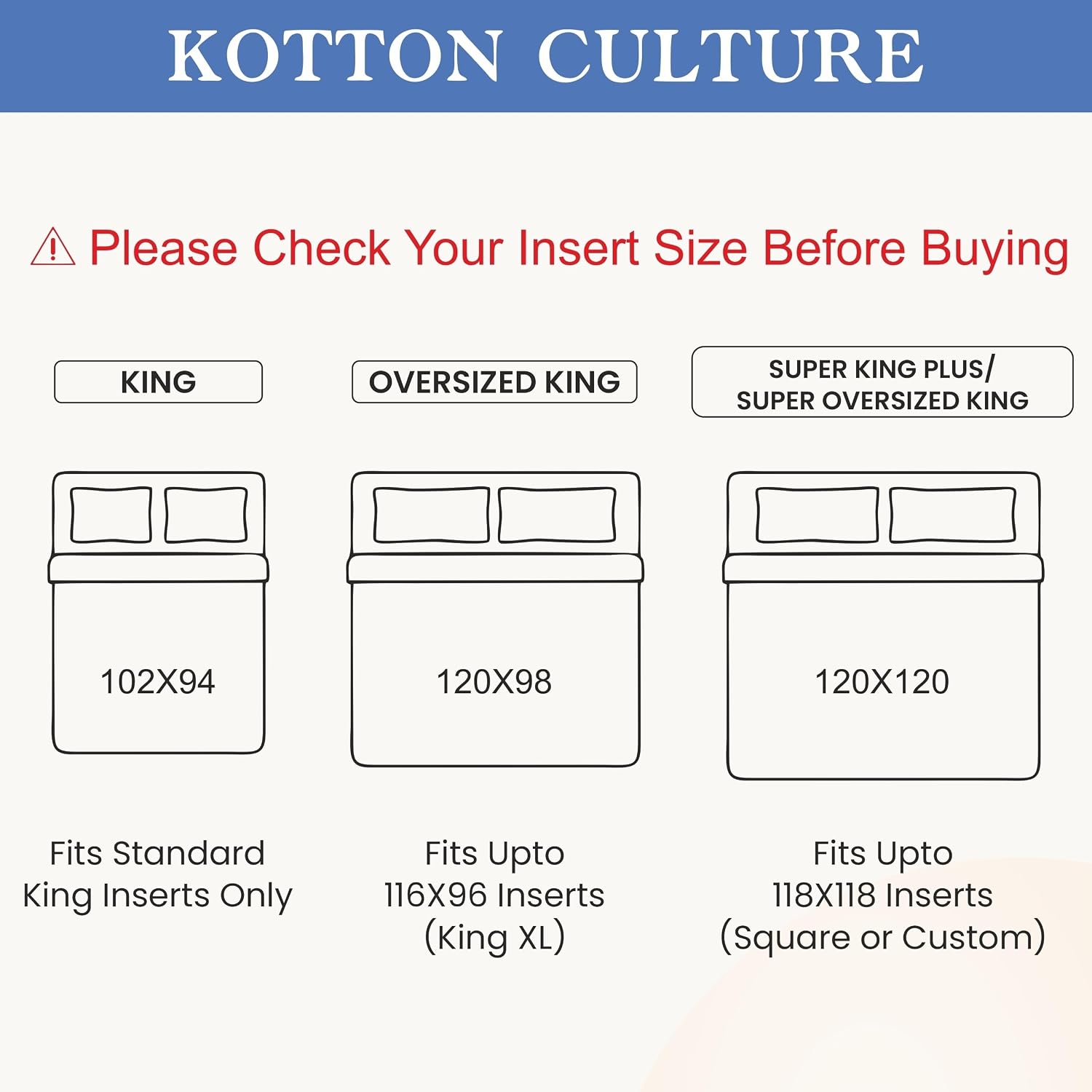 Kotton Culture 120'x 120' 3 Pc Super King Plus Pinch Pleated - Pintuck Duvet Cover Set - 100% Egyptian Cotton 600 TC - Zipper Closure & 7 Internal Ties- Fits Extra Large King Inserts - Dark Grey