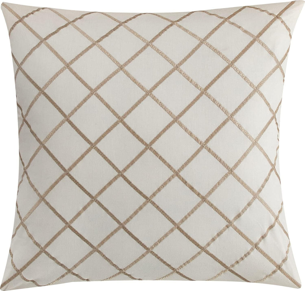 Grand Avenue Cotton King Size Comforter Set, 6 Piece, Beige Geometric Jacquard Bedding Set, Bedskirt, Pillows & Shams, Home Decor