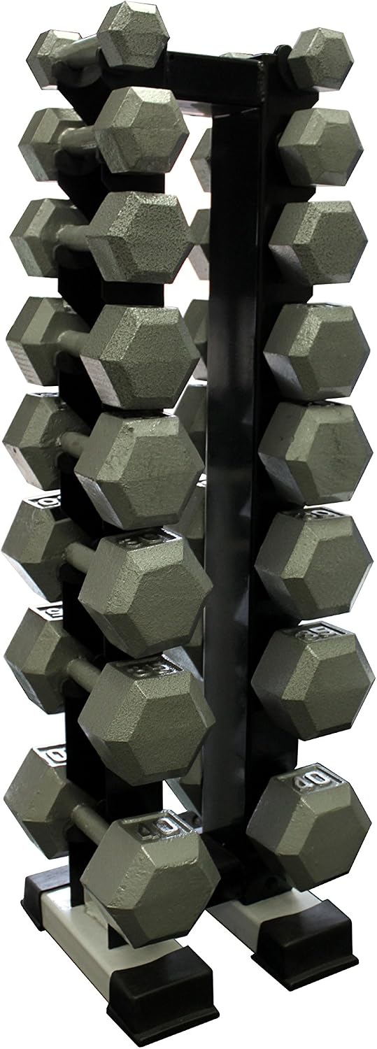 Ader Fitness Hex Dumbbell Set- 8 Pairs; 3-25lb w/Rack