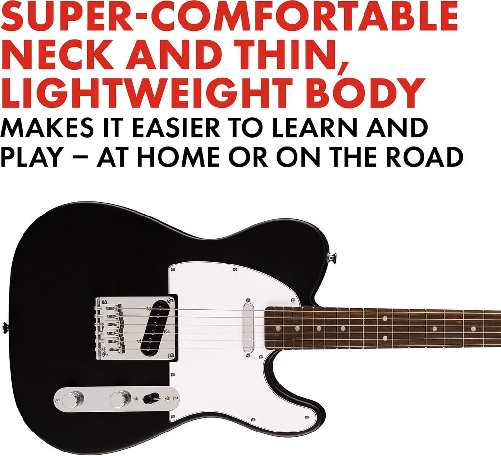 Fender Squier Debut Series Telecaster Electric Guitar, Beginner Guitar, 2-Year Warranty, Includes Free Lessons, Black with Satin Urethane Finish