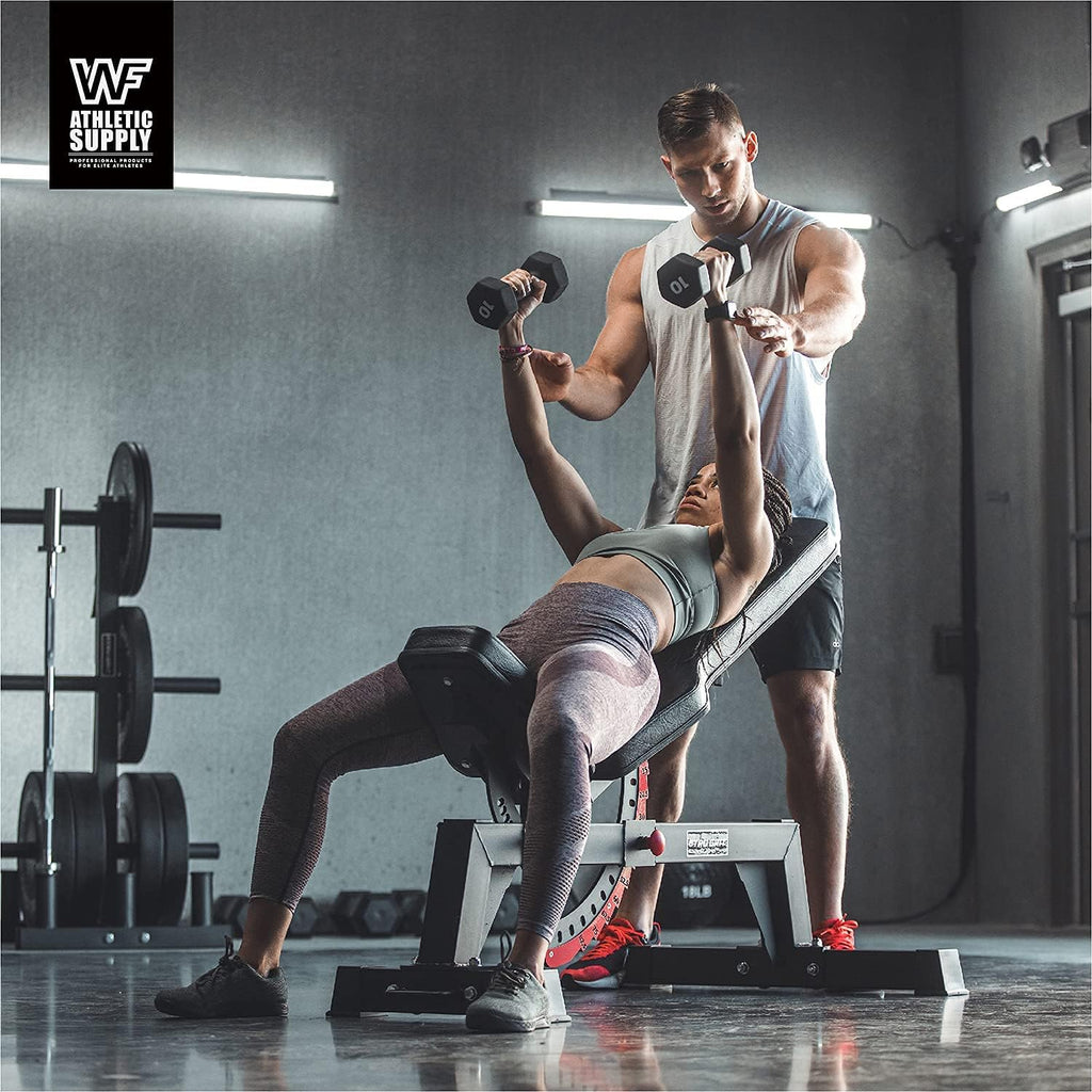 WF Athletic Supply Black Neoprene Dumbbell Set, Non-Slip & Hex Shape, Great for Muscle Toning, Strength Building & Weight Loss; Sizes, Dumbbells Only & w/Rack Options Available