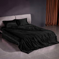 THXSILK 100% Silk Sheet Set, 22 Momme 7A+ Silk 4 Pieces Sheet Set, Soft Breathable, Luxury Bedding (1 Duvet Cover, 1 Fitted Sheet, 2 Pillow Shams), Full, Black