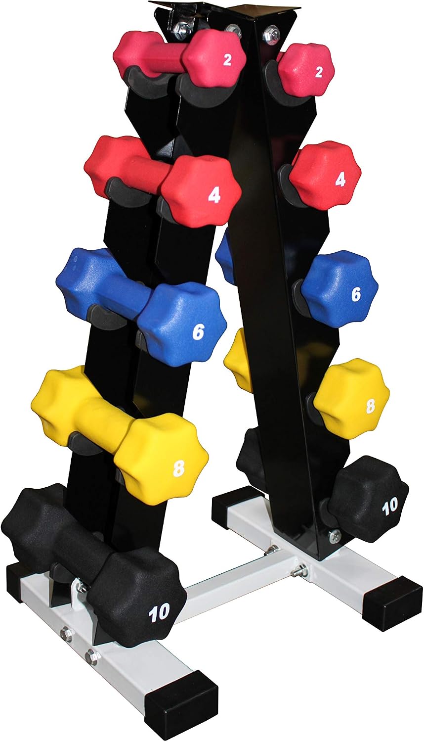 Ader Neoprene Dumbbell Set with Rack (2, 4, 6, 8, 10lb 5 PRS)