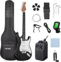 LEKATO Beginner Electric Guitar Kit 39 Inch Full Size Solid Body Guitar SSS for Starter Roasted Maple Neck Stainless Steel Frets, 5w Plug-in Amp, Bag, Tuner, Capo, Strap, Picks, String, Cable - Black