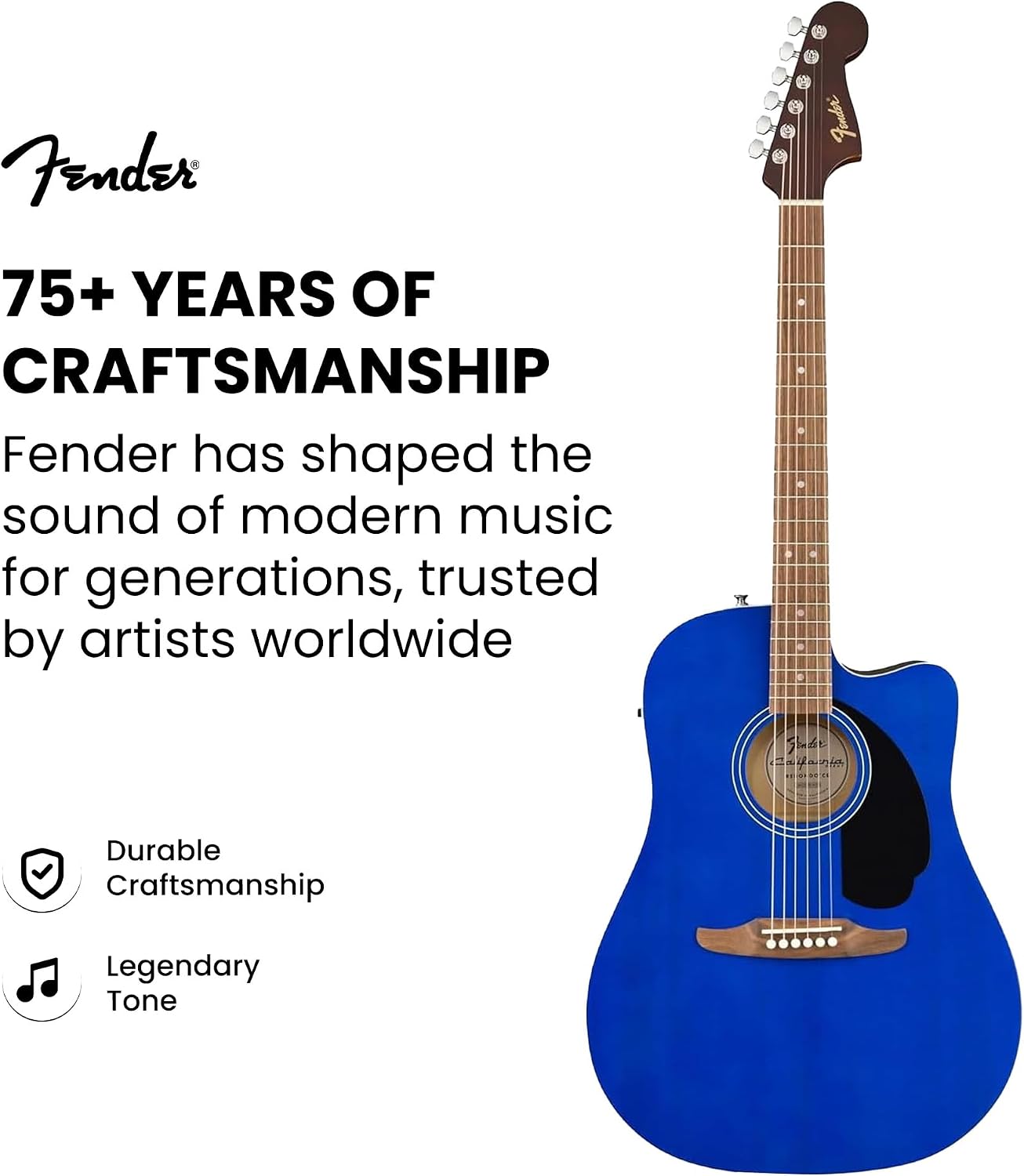 Fender California Redondo CE Acoustic-Electric Guitar - Saphire Blue Bundle with Gig Bag, Strings, Picks, and Austin Bazaar Instructional DVD