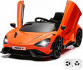 Kids Ride-on Car Licensed McLaren765LT for 3-6Years Old, Electric car 12V Battery Powered Electric Vehicle, w/Parent Remote, Music Player, LED Lights, Smooth Start, 3 Speeds, (Orange)