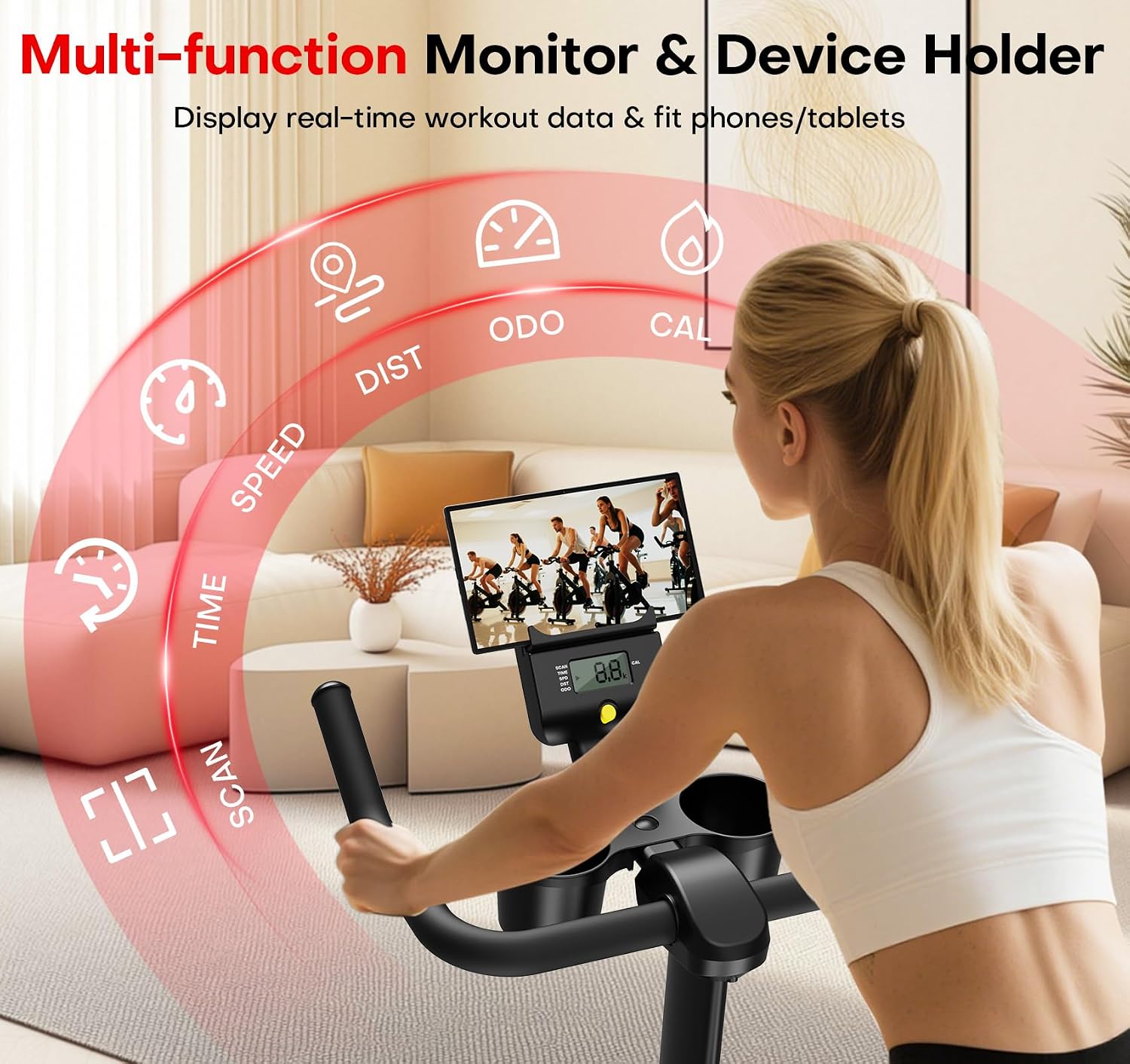 Exercise Bike, CHAOKE Quiet Adjustable Magnetic Resistance Stationary Bike for Home Cardio with App Compatible, 350LB Weight Capacity Indoor Cycling Bike with Comfortable Seat & Digital Display