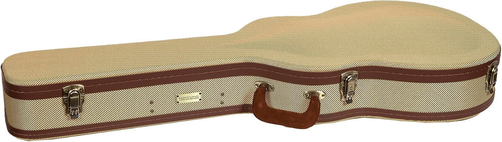 Crossrock Master Series 335 Style 6-String Semi-Hollow Electric Guitar Case | Classic Fabric Tweed Exterior, Re-Engineered Wooden Shell, Leather Handle & Deep Red Velvet Interior(CRW720SAFT)