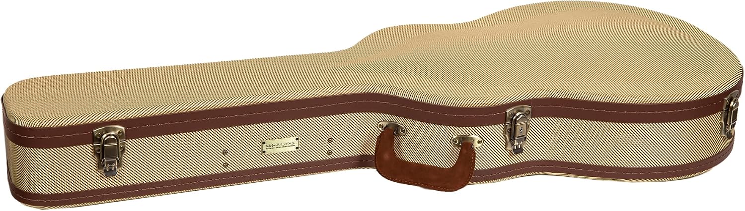Crossrock Master Series 335 Style 6-String Semi-Hollow Electric Guitar Case | Classic Fabric Tweed Exterior, Re-Engineered Wooden Shell, Leather Handle & Deep Red Velvet Interior(CRW720SAFT)