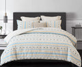 SLEEPBELLA Washed Double Layer Muslin 100% Cotton Comforter Set King Size, Yellow Blue Boho Fluffy Thick Checked Bedding Set, Soft Breathable (1 Comforter, 2 Pillow Shams)