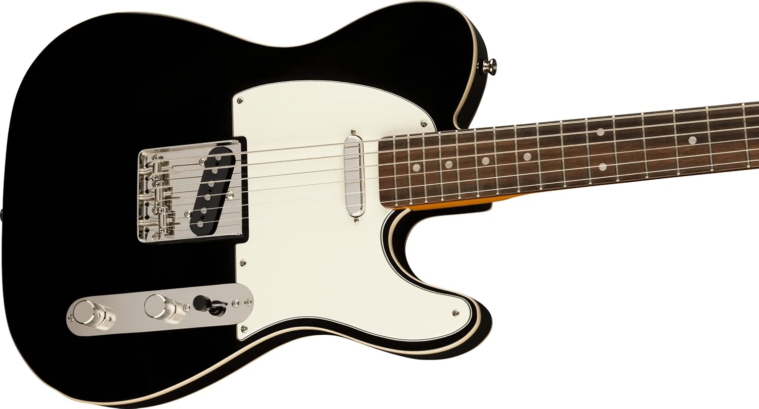Squier Classic Vibe Baritone Custom Telecaster Electric Guitar, with 2-Year Warranty, Black, Laurel Fingerboard