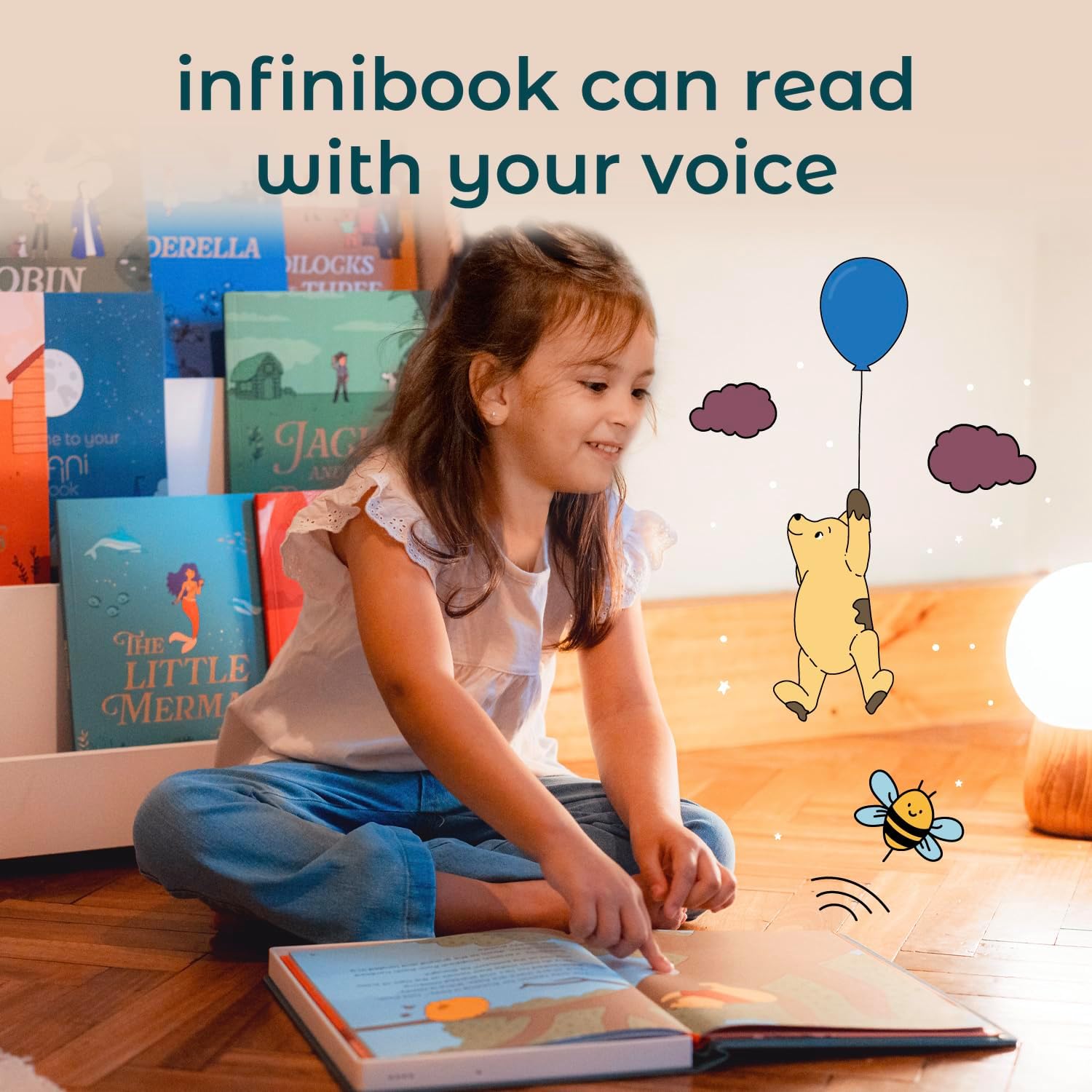 Cali's Books Winnie-The-Pooh - infinibook Reader Recordable Storybooks for Kids, Customizable Interactive Audio Book Reader for Toddlers, Educational Screen-Free Toy