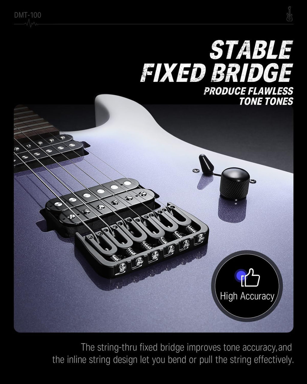 Donner Solid Body Electric Guitar, 39 Inch Metal Electric Guitar Beginner Kits with Bag, Strings, Strap, Cable, Strings Dampener for Rock Music Lover, DMT-100 (Gradient Violet)