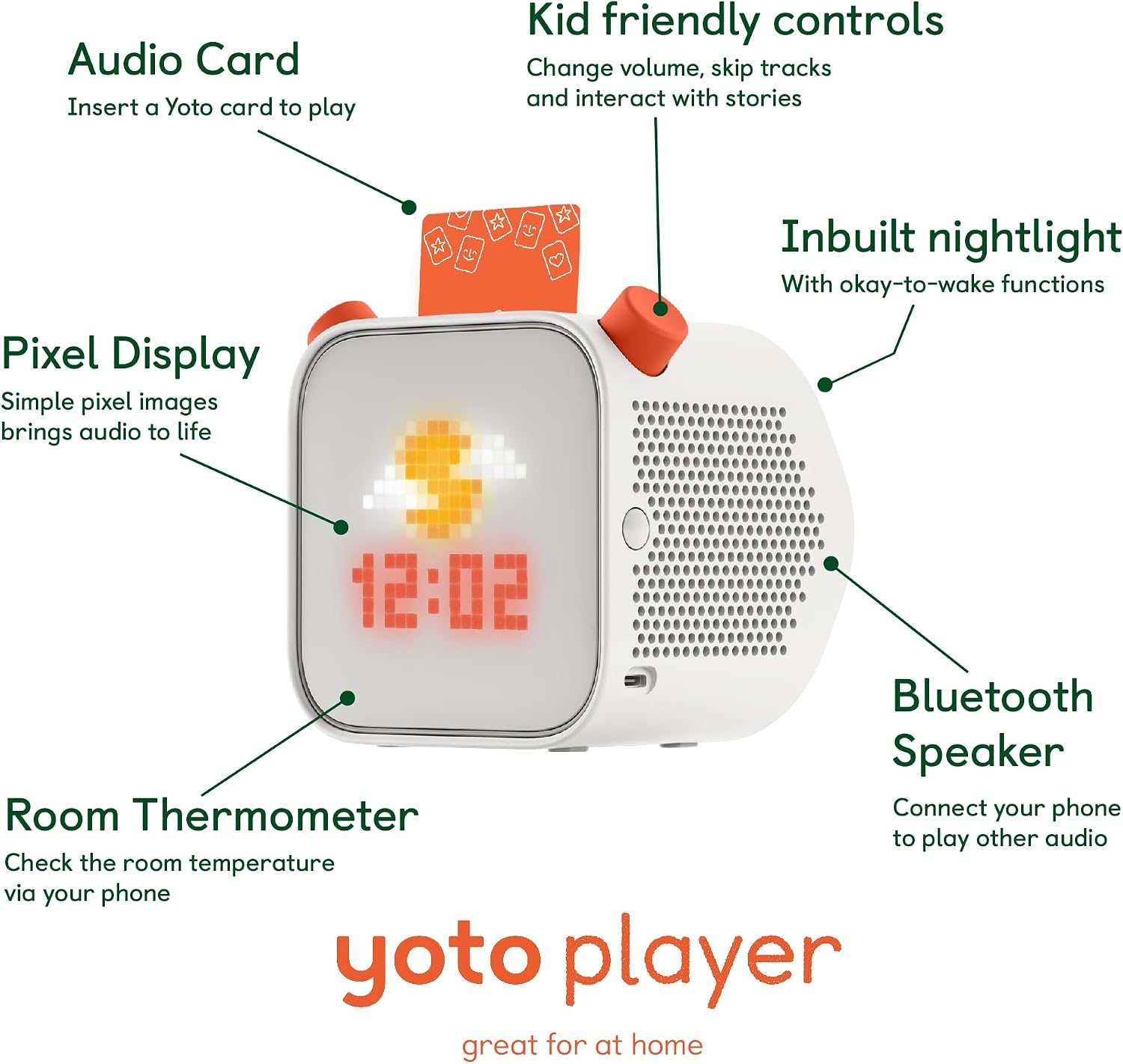 YOTO Player (3rd Gen.) + Starter Pack for Little Kids Bundle – Kids Bluetooth Audio Speaker, All-in-1 Screen-Free Device for Stories Music Podcasts Radio White Noise Thermometer Nightlight