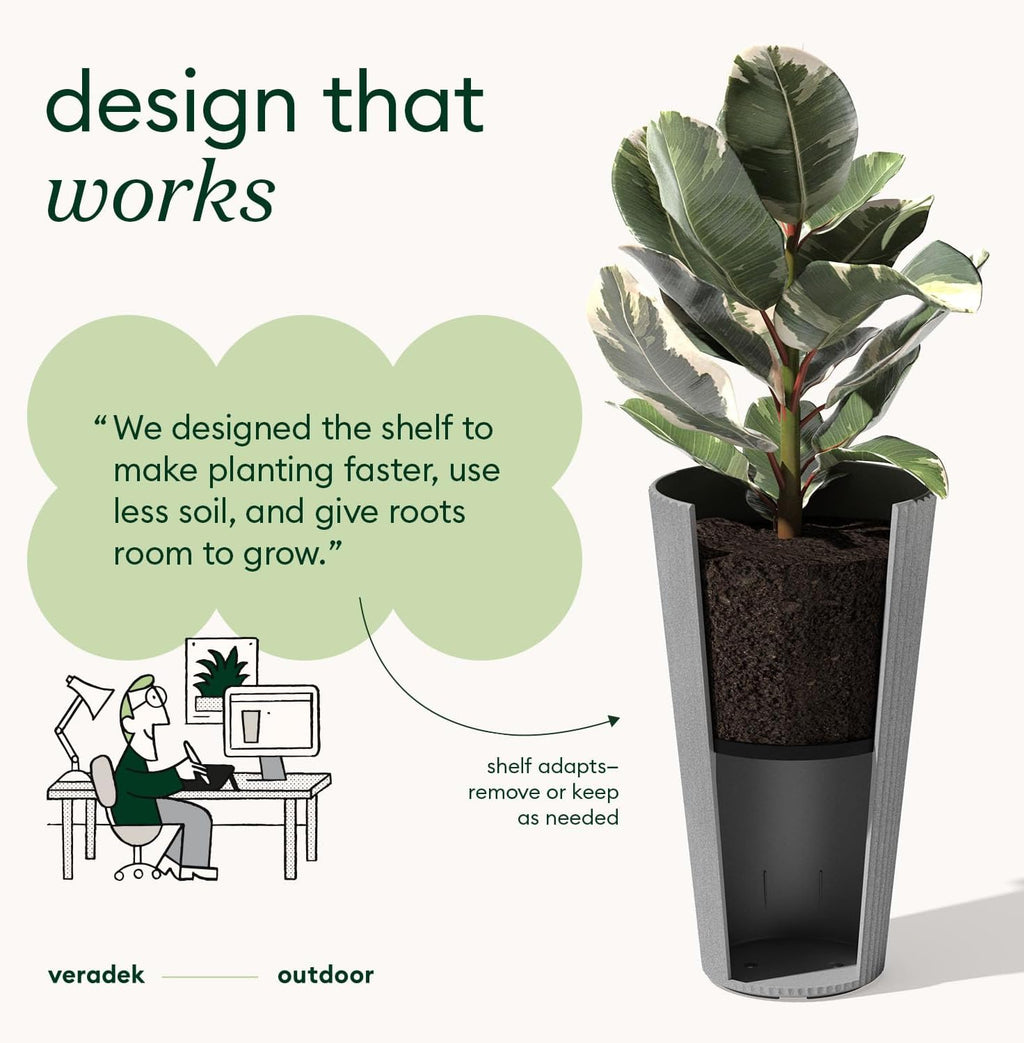 Veradek Demi Series Tall Planter for Porch, Patio, Backyard | Durable Plastic-Stone Composite Material | Modern Décor for Tall Plants, Grasses