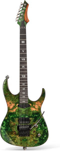 Leo Jaymz Tsunami Deluxe Mahogany Body & Roasted Maple Neck, HH Pickups with Rail, Double-Locking Tremolo, 24 Frets(Green)