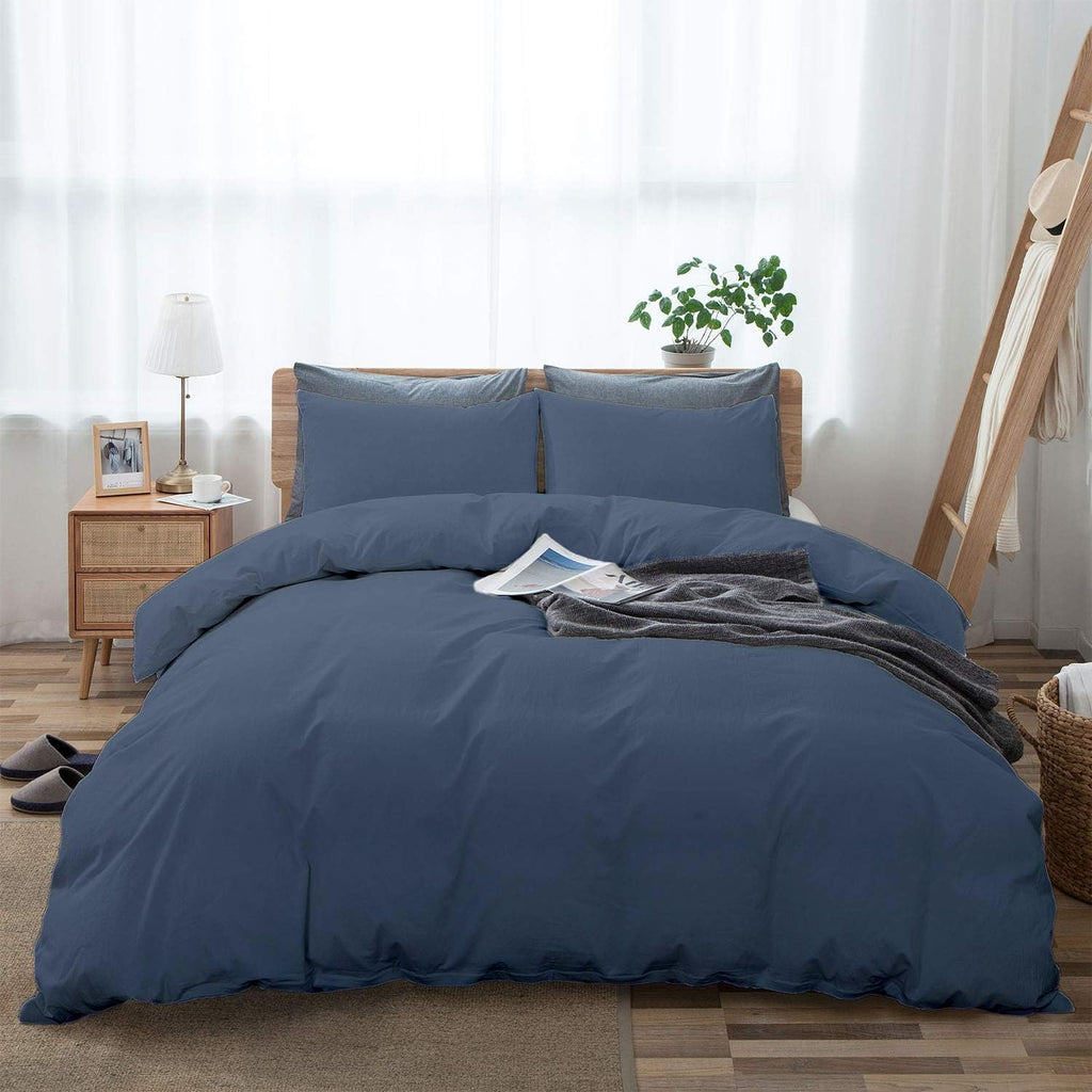 3 Pc Duvet Cover Set Oversized King Plus 120'x128' 100% Egyptian Cotton Luxury Soft & Breathable 600 Thread Count with Zipper Closure & 8 Corner Ties Soft Comforter Cover (Steel Blue)