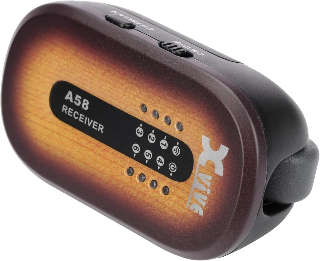 Xvive A58 Wireless Guitar System 5.8GHz Wireless Guitar Transmitter Receiver for Active or Passive Pickup Electric/Acoustic Bass Guitar,Vintage Sunburst