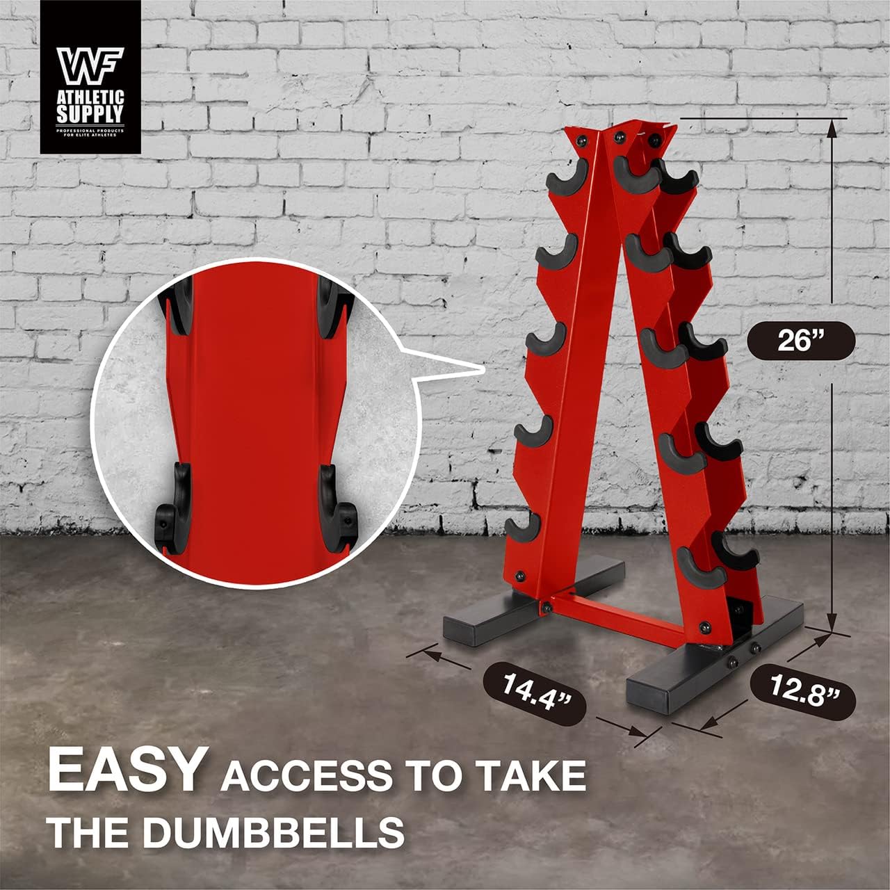 WF Athletic Supply 5-25 Lb Cast Iron Dumbbells Set with A Frame Storage Rack, Solid Gray/Black Hexagon Free Weights for Weight Lifting & Strength Training, Storage Rack Color Options Available