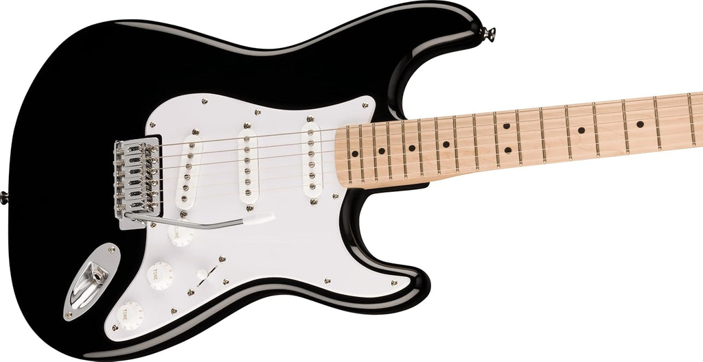 Squire Sonic Stratocaster Electric Guitar, Black, Maple Fingerboard, White Pickguard