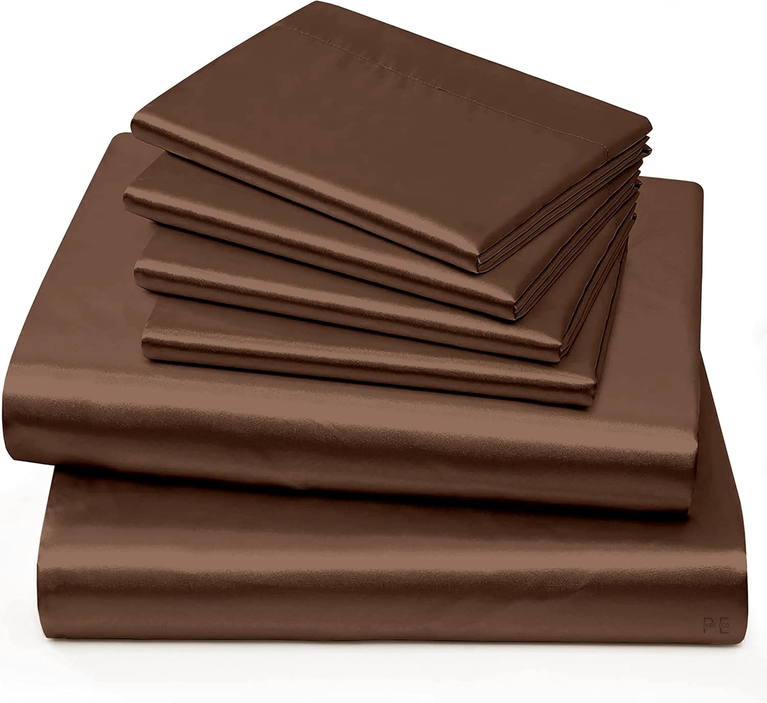 6 Piece Mulberry Silk Sheet Set Queen Size (60x80)+ Upto 16 Inch Deep Pocket Chocolate Brown Color Smooth Soft and Silk Bed Sheets Queen Size Bedding Set
