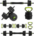 Adjustable Dumbbell Set of 2, Weights Dumbbells Set with Barbell Connector & Kettlebell Handle, 30/44/66/88LBS Anti Slip Grip Free Weights for Home Gym Strength Training Men Women