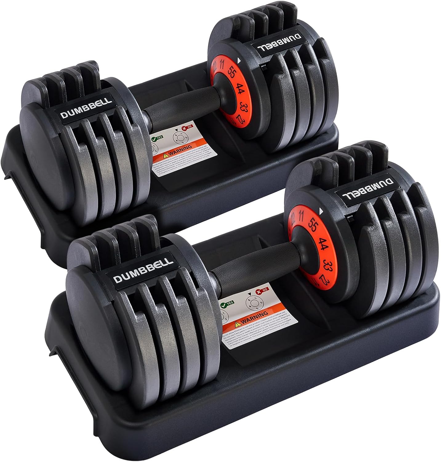 Kanchimi 25/55lbs Pair Adjustable Dumbbell Set, Fast Adjust Dumbbell Weight for Exercises Pair Dumbbells for Men and Women in Home Gym Workout Equipment with Tray Suitable for Full Body