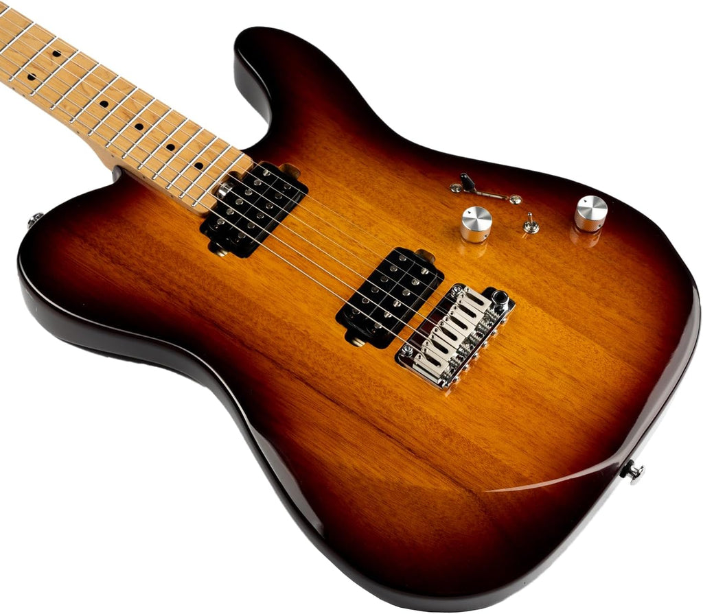 EART TL-380 6 String Solid-Body Electric Guitar Roasted Mahogany Body Maple Neck, Available in Gloss Finishes,Right
