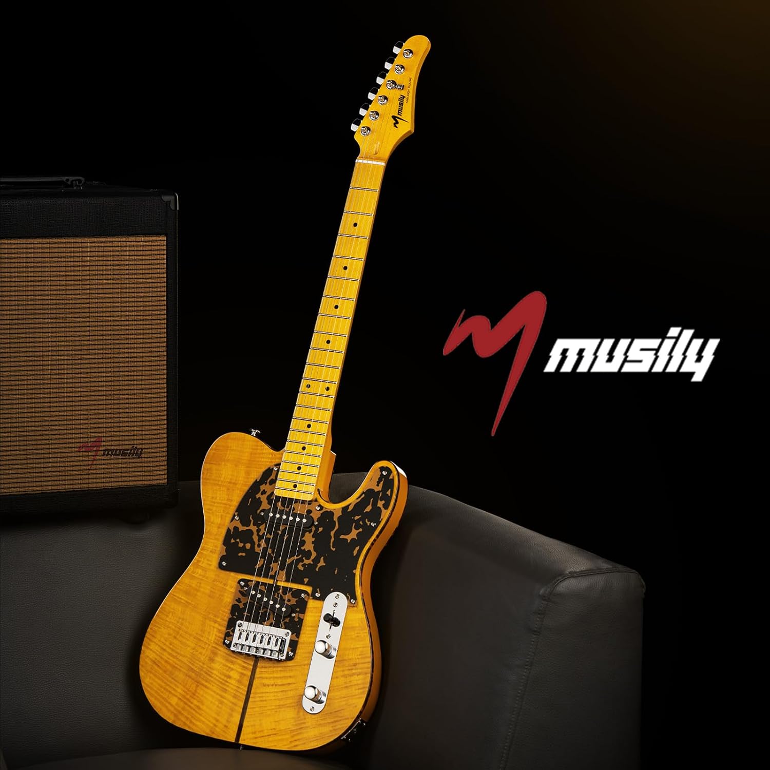 MBT Solid Body Electric Guitar with Mahogany Body, Maple Fingerboard and Bone Nut, for Beginner to Professional Players, Right Handed, Natural Gloss Surface