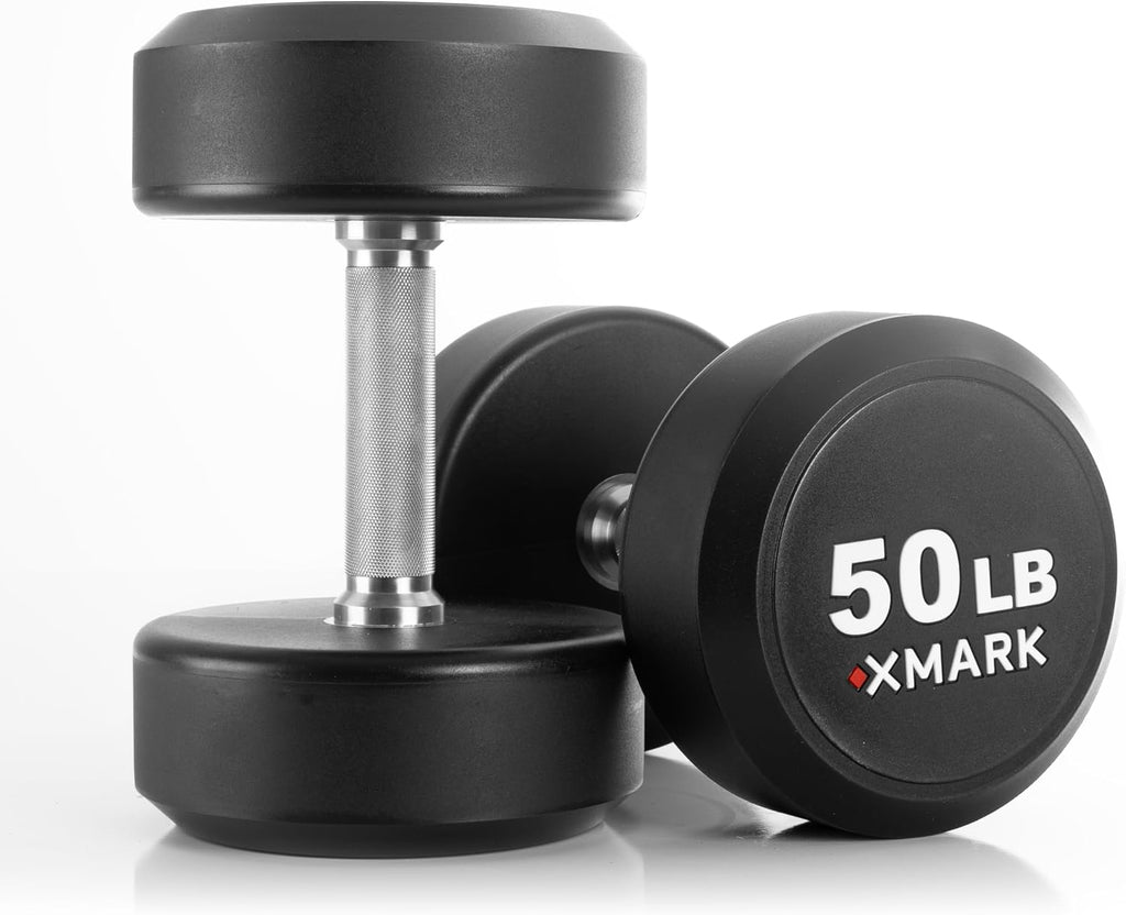 XMARK Dumbbell Weights Sets, 5-50lb and 5-75lb Dumbbell Sets, No Odor, Urethane Dumbbells, Commercial Gym and Home Gym Equipment