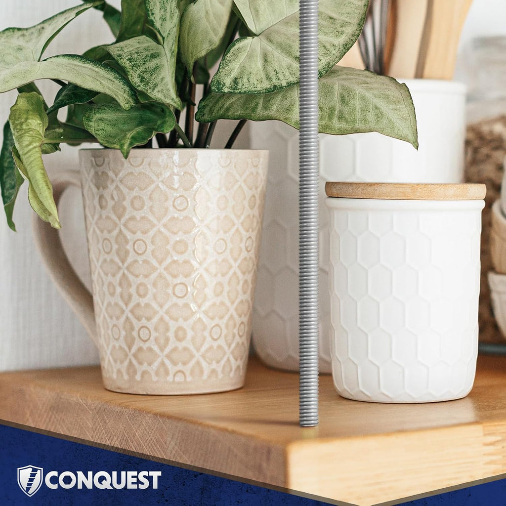 Conquest A307 Zinc Plated Threaded Rod 7/8'-9 x 36 Inches (4-Pack) - Coarse Threaded All-Thread Rods - Manufactured to ASTM A307 Standards
