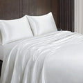 100% Mulberry Silk Duvet Cover Set - 1-Piece Set - 19 Momme Grade 6A Mulberry Silk - Features Zipper Closure and Corner Ties, Queen/Full 90x90 (1 Piece)- White Solid