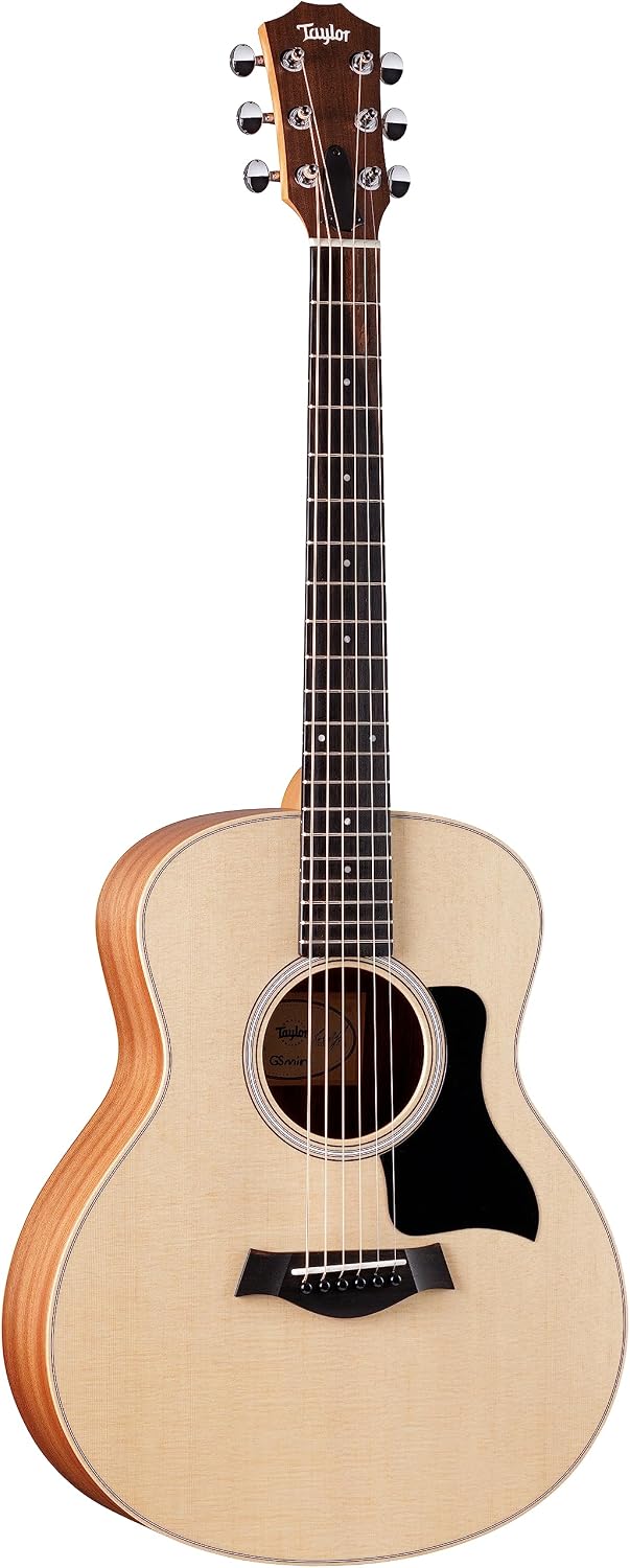Taylor GS Mini Sapele Acoustic Guitar – Compact Travel Guitar, Solid Top with Layered Sapele Back & Sides, Warm Tone for Practice, Travel & Everyday Playing