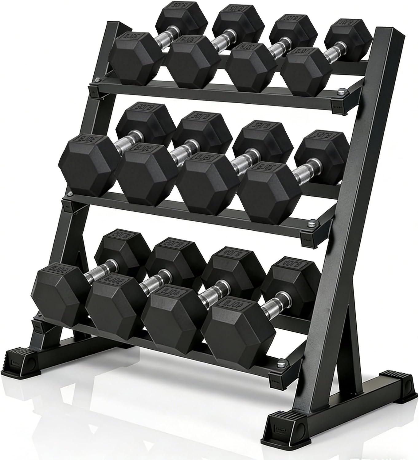 Rubber Coated Dumbbells with Storage Rack 350/450/550 LBS - Free Weights Dumbbell Set for Home Gym Equipment Exercise & Fitness Dumbbells for Strength Training