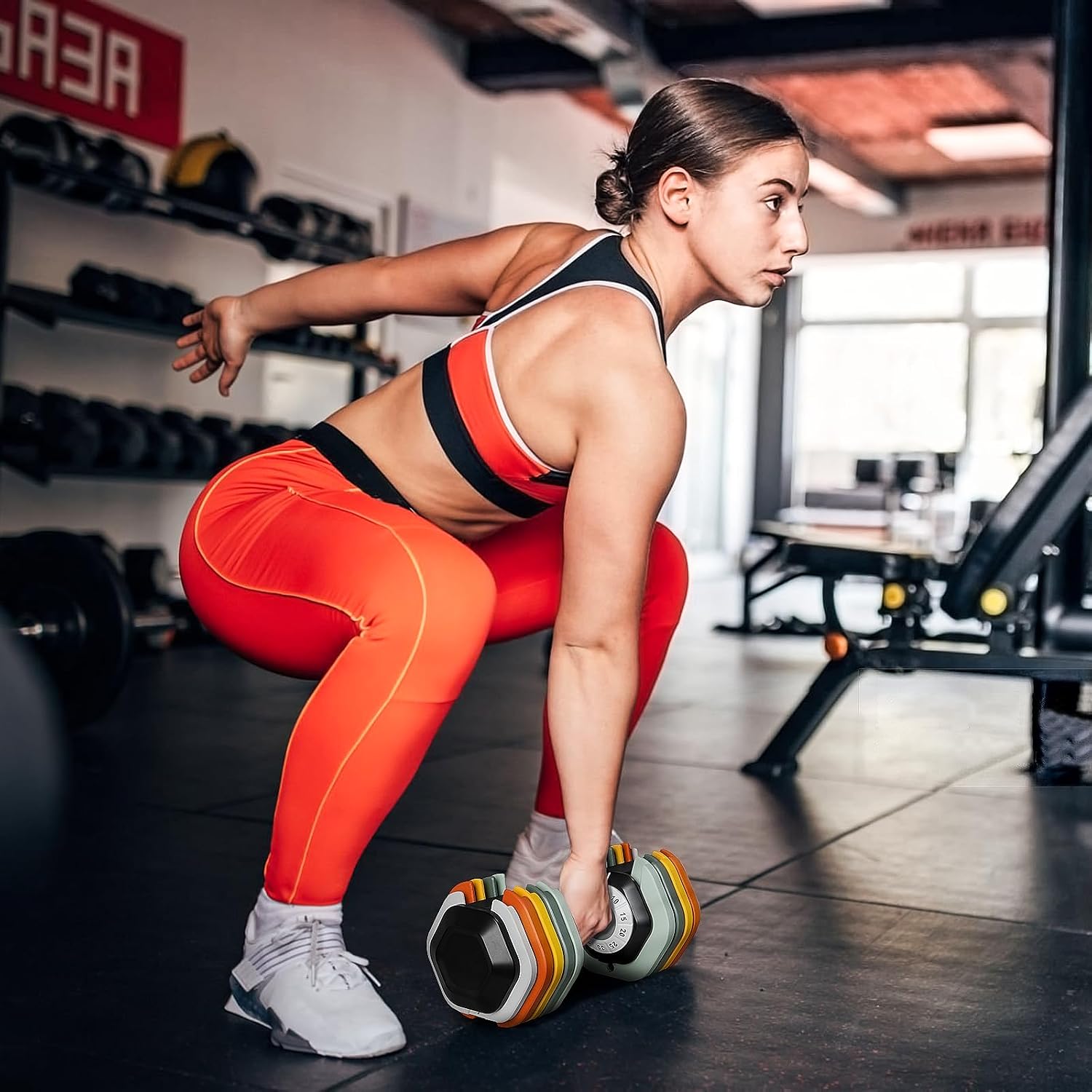 AOTOB Adjustable Dumbbell Set 25/55 Lbs (Pair), Fast Weight Adjustment with Anti-Slip Turning Handle, Space-Saving for Home Gym, Strength Training Equipment for Men & Women