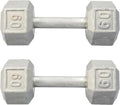 Hydra Fitness Exchange Cast Iron Hex Dumbbell 3 lb to 100 lb (in Single & Pair) - Solid Hexagon Silver Coating Dumbbell Set Strength Training Free Weights for Women & Men Residential Only