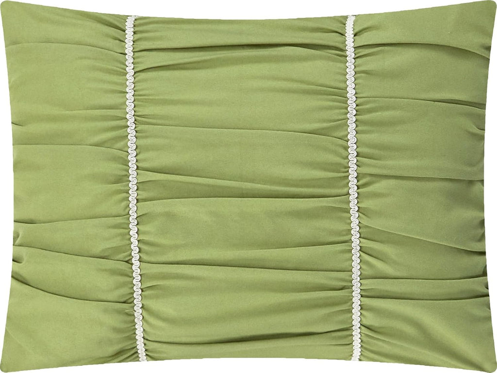 Stratford Park Green/White Bed Sets Queen with Comforter, 10 Piece, Microfiber Print All Season Premium Bedding Set,1 Flat Sheet,1 Fitted Sheet