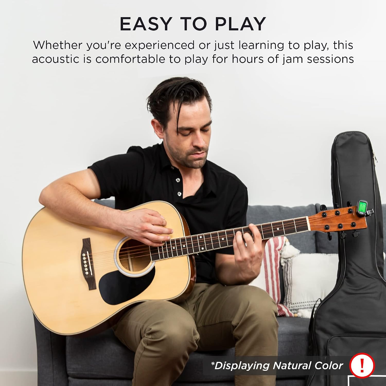 Best Choice Products 41in Full Size Beginner All Wood Acoustic Guitar Starter Set w/Gig Bag, Strap, Capo, Strings, Picks - Sunburst