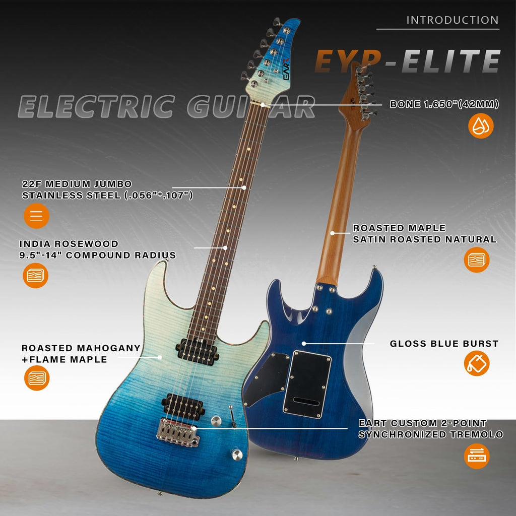 EART EYP-Elite Soild Body Electric Guitar with Roasted Mahogany Custom Artones-HBC115 Pickups NK-Arch-Top Body