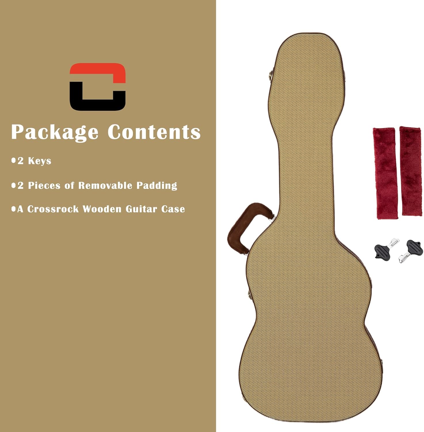 Crossrock Master Series Electric Case fits Telecaster and Stratocaster Styles of Guitars | Classic Fabric Tweed Exterior, Re-Engineered Wooden Shell (CRW720STFT)