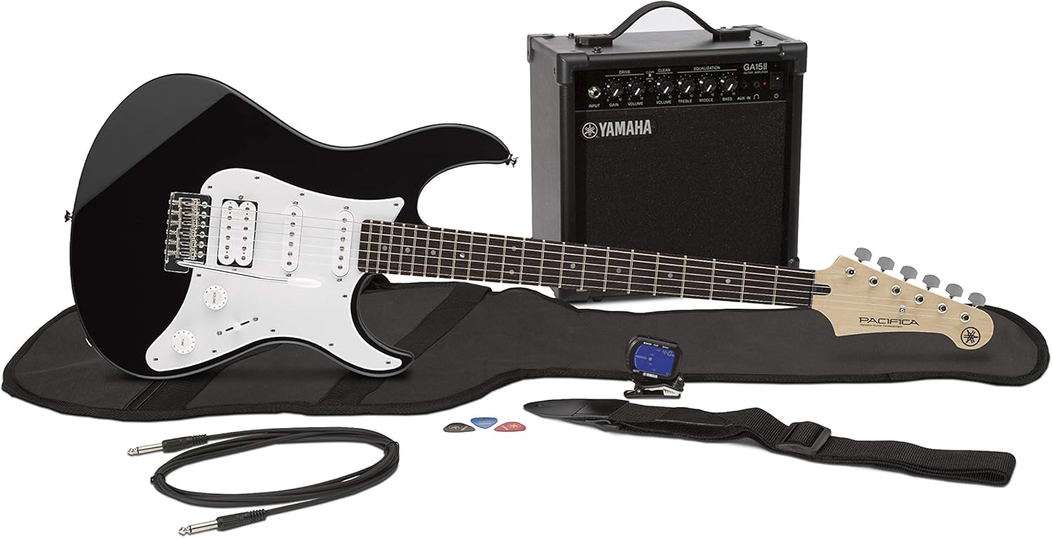 Yamaha GigMaker EG Electric Guitar Pack with Amplifier, Gig Bag, Tuner, Cable, Strap and Picks - Black
