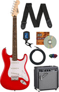 Fender Squier Sonic Stratocaster HT - Torino Red Bundle with Frontman 10G Amp, Tuner, Strap, Cable, Picks, and Austin Bazaar Guitar DVD