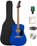 Fender FA Series Dreadnought Acoustic Guitar - Saphire Blue Bundle with Gig Bag, Tuner, Strings, Picks, and Austin Bazaar Instructional DVD