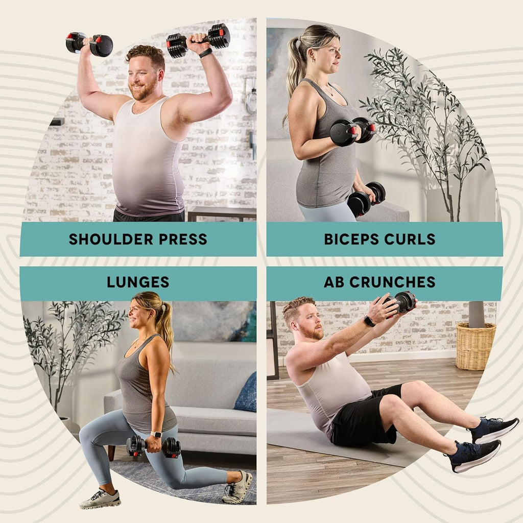 Lifepro Adjustable Dumbbells Set – Quick Adjustment, Anti Slip Handle – Space Saving & Strength Training Weights for Home Gym Exercise & Fitness