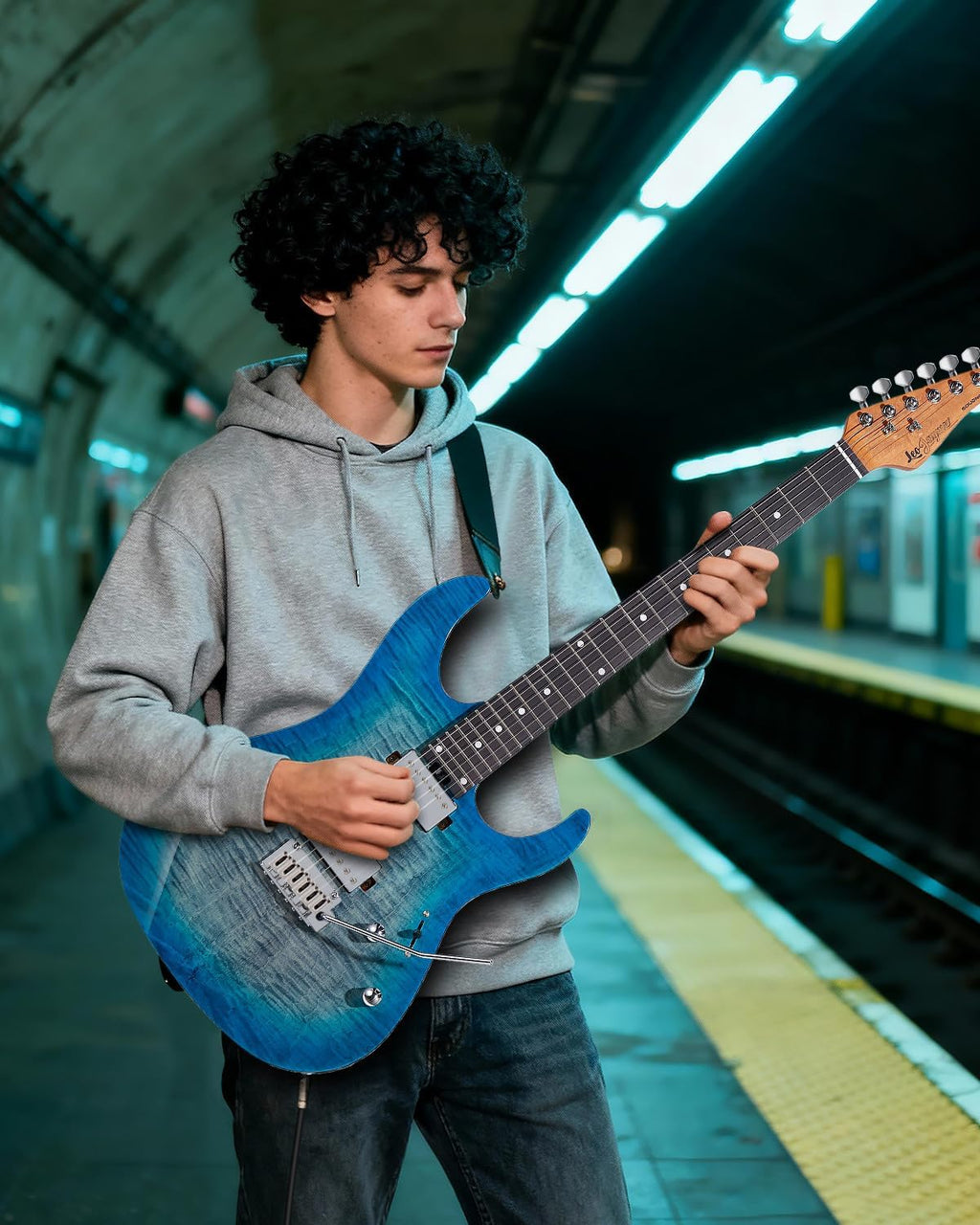 Leo Jaymz ST Pro Electric Guitar with Coil-Split, Roasted Maple Neck, Rosewood Fingerboard, Mahogany Body, Alnico 5 Pickups