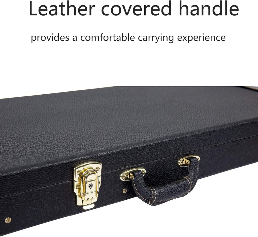 Crossrock Electric Guitar Wood Case Fits Fender Telecaster and Stratocaster-Black (CRW620EBK)