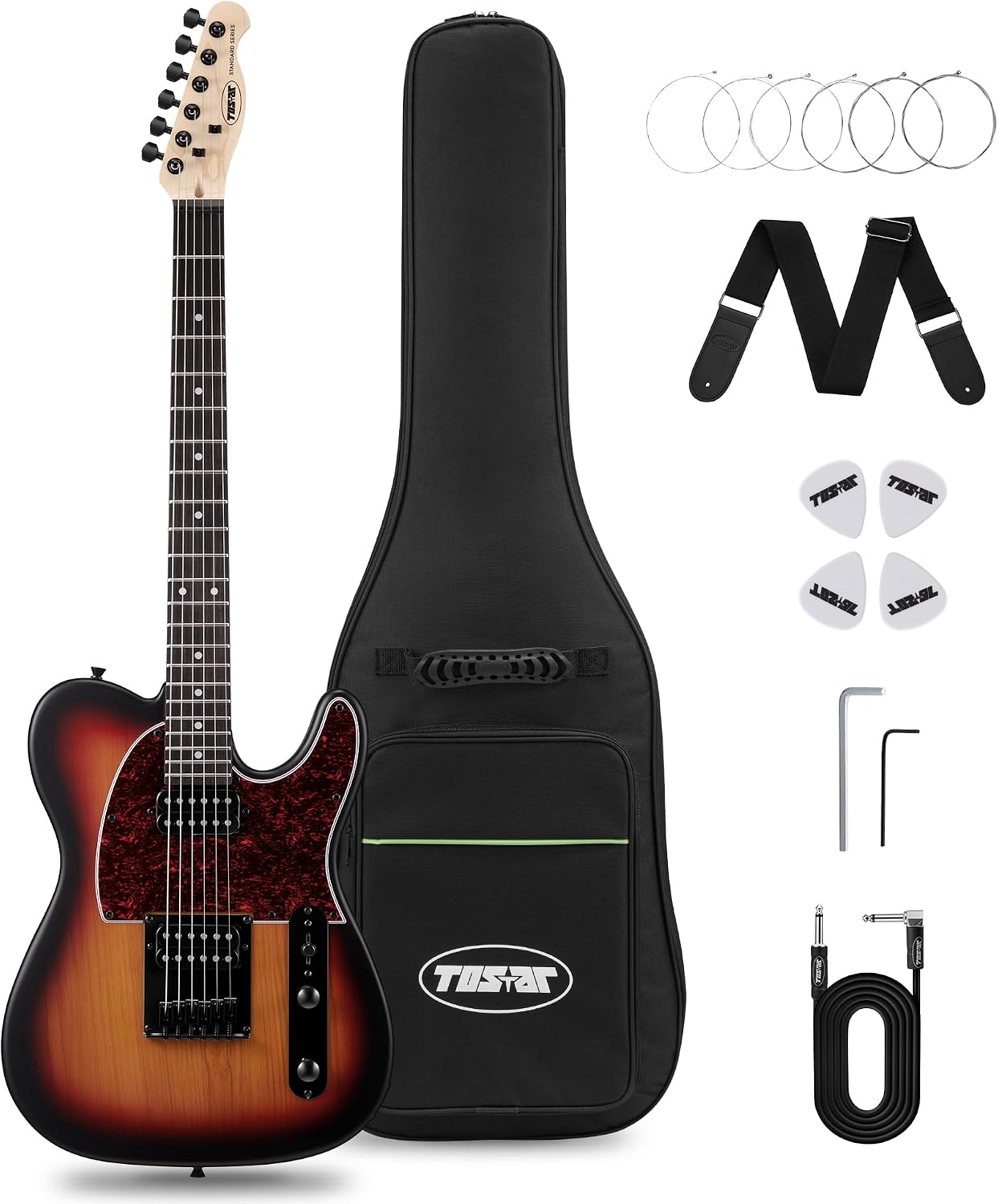 Tostar Electric Guitar: HH Humbuckers, Fixed Hardtail Bridge & Smoked Matte Finish, 3-Way Switch, 39' Solid Body Electric Guitar for Intermediate Players, Guitarra Eléctrica, Birthday Gifts, Sunburst