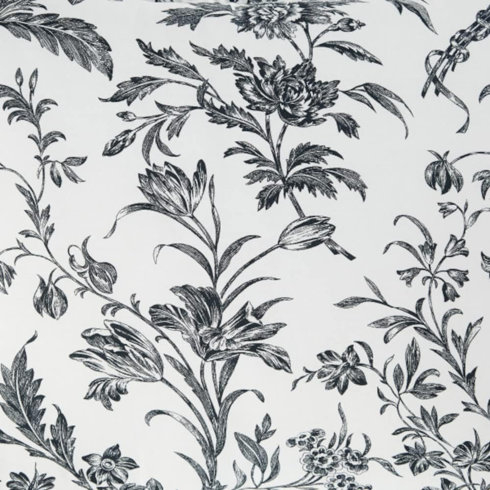 Laura Ashley - King Comforter Set, Reversible Cotton Bedding, Includes Matching Shams with Bonus Euro Shams & Throw Pillows (Amberley Black/White, King)