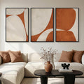 Large Framed Neutral Abstract Wall Art for Living Room, 3 Piece Modern Canvas Prints Paintings Artwork for Walls, Minimalist Beige Orange Block Pictures for Hallway Dining Bedroom Wall Decor 24x36 In